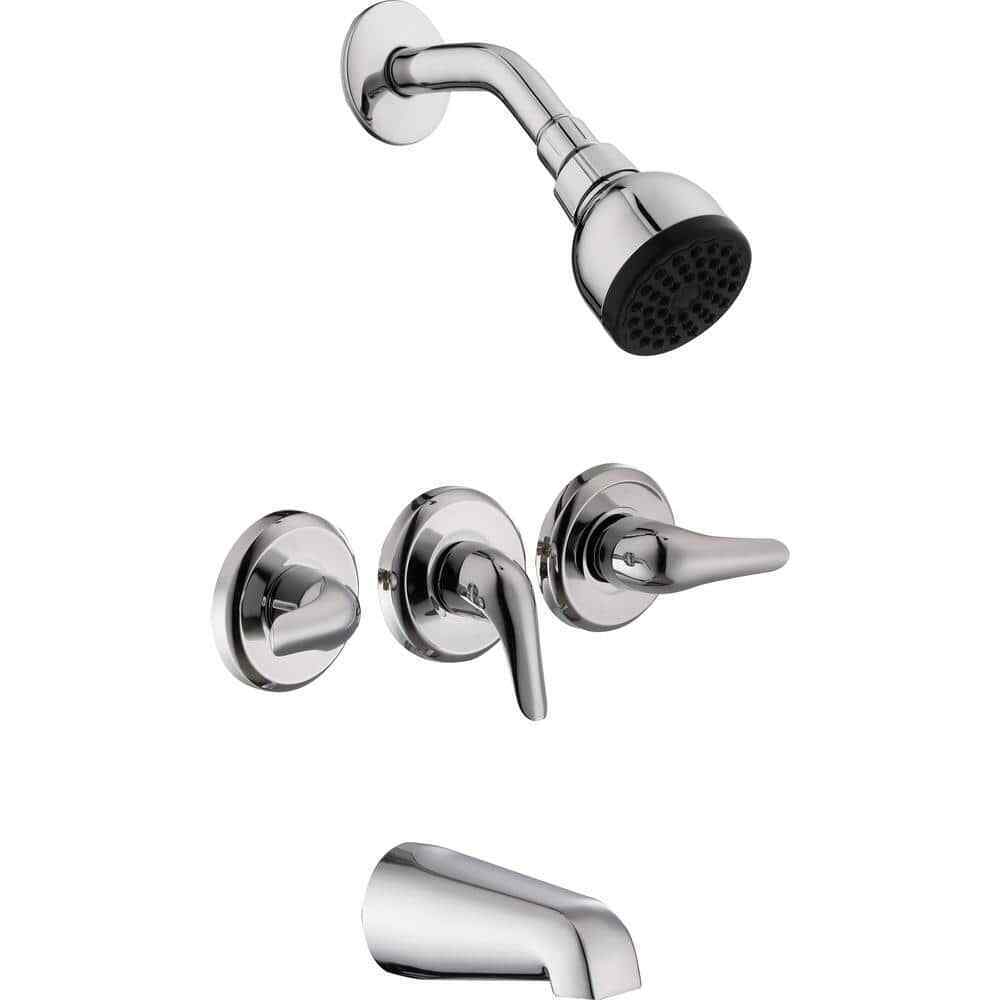 Glacier Bay Aragon Triple Handle 1-Spray Tub and Shower Faucet 1.8 GPM in Chrome