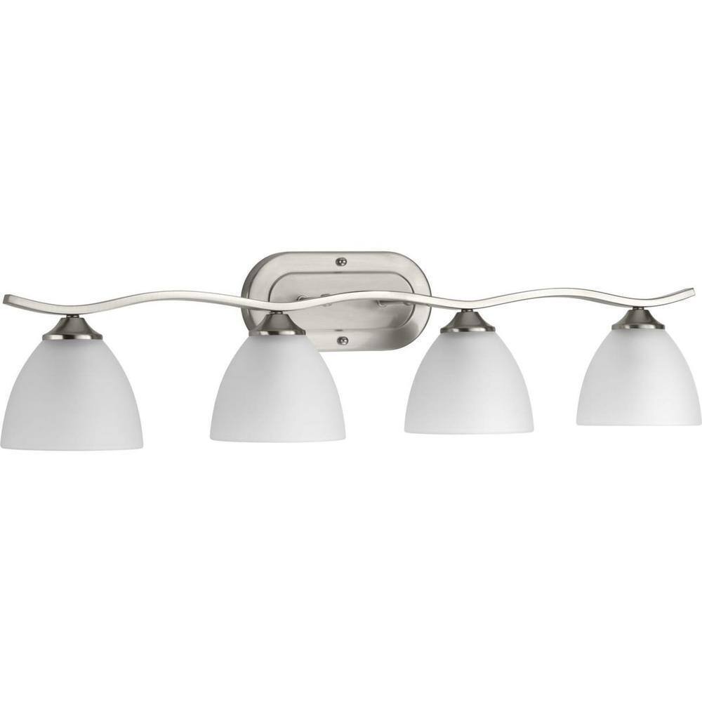 Progress Lighting Laird 4-Light Brushed Nickel Etched Glass Vanity Light
