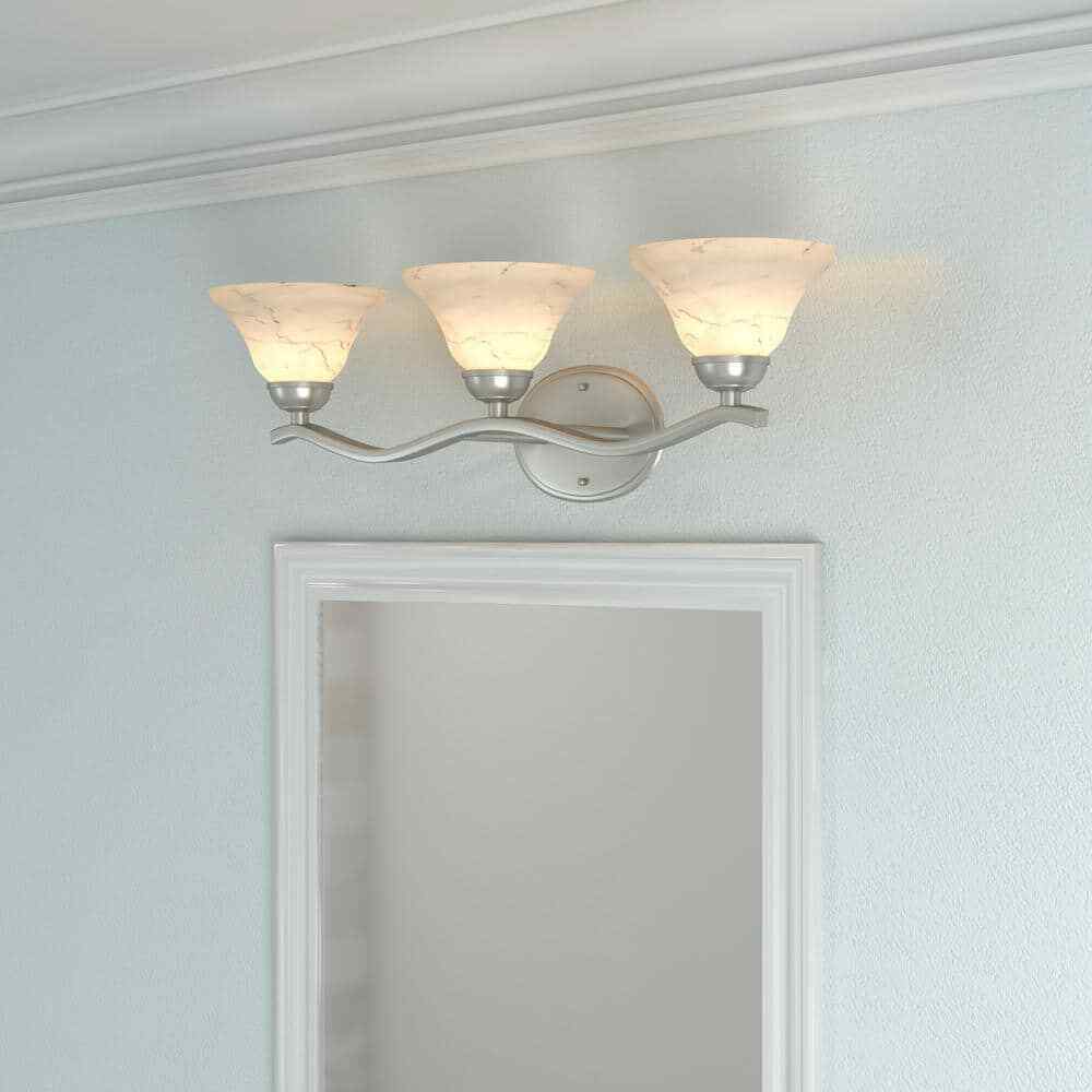 Hampton Bay Andenne 26.3 in. 3-Light Brushed Nickel Bathroom Vanity Light