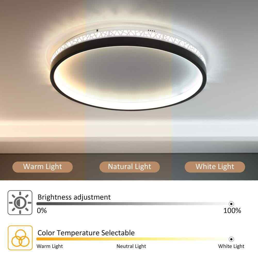 TOZING 16 in. Modern Black Dimmable Integrated LED Flush Mount Ceiling Light