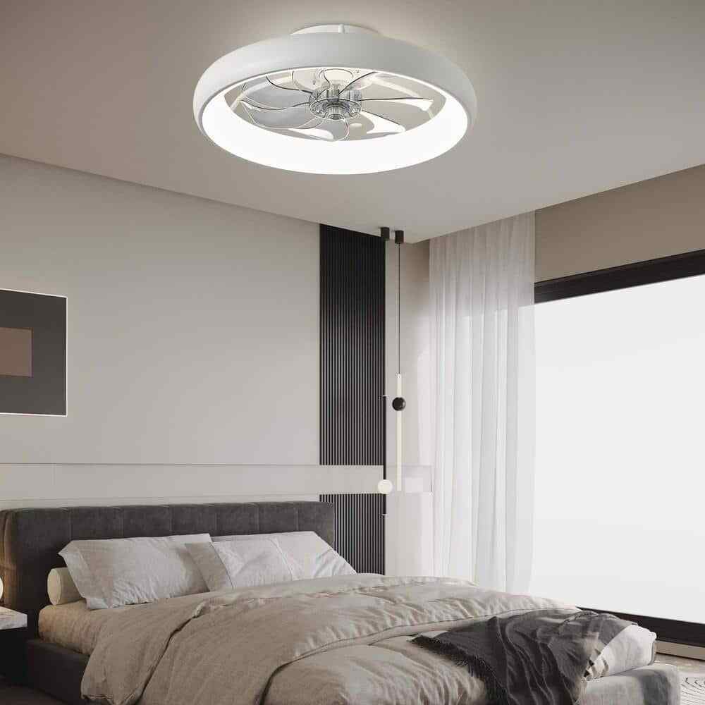 ANTOINE 20 in. LED Indoor White Bladeless App Control Low Profile Ceiling Fan