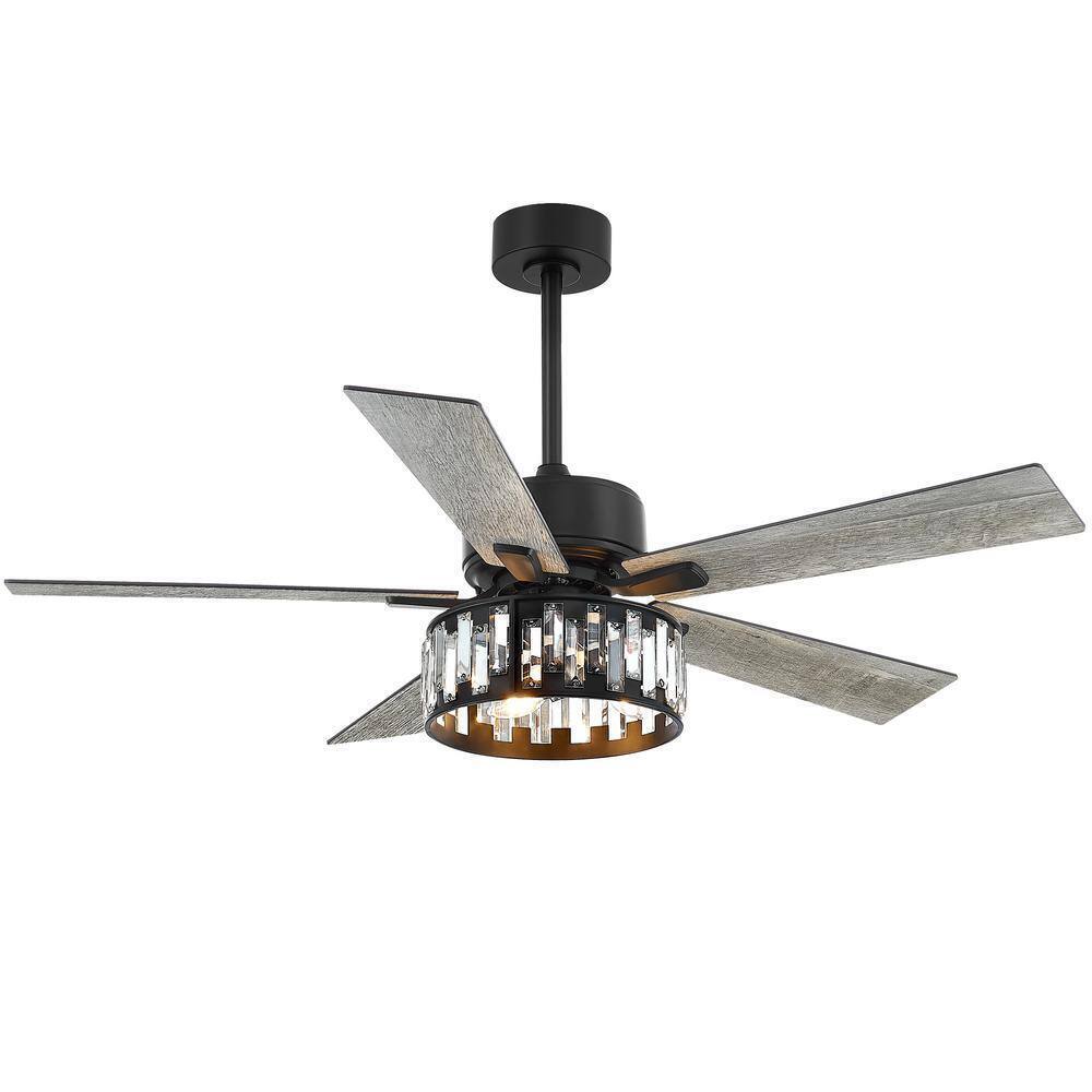 Breezary Gentry 52 in. Black Ceiling Fan w/ Crystal Light Kit and Remote Control