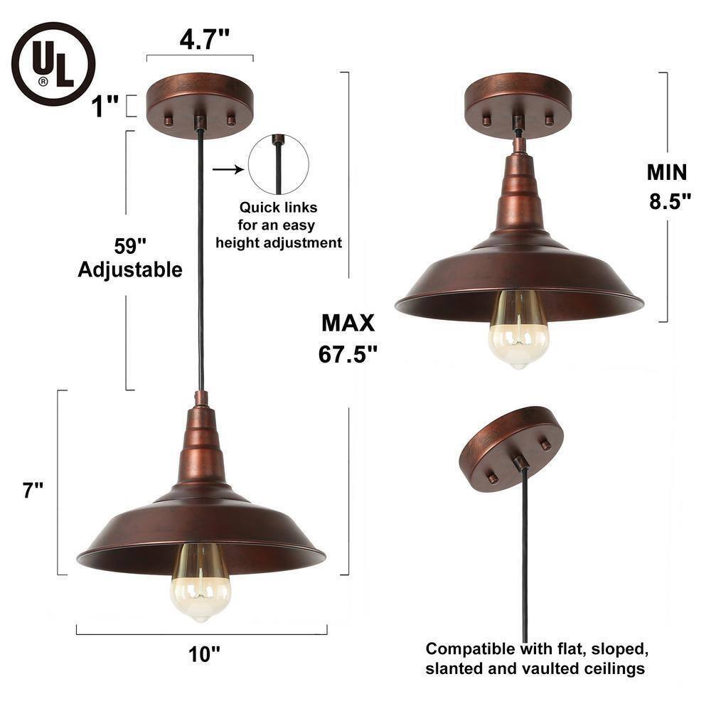 LNC 1-Light Bronze Rustic Industrial Chandelier Barn Light Pendant Ceiling Light