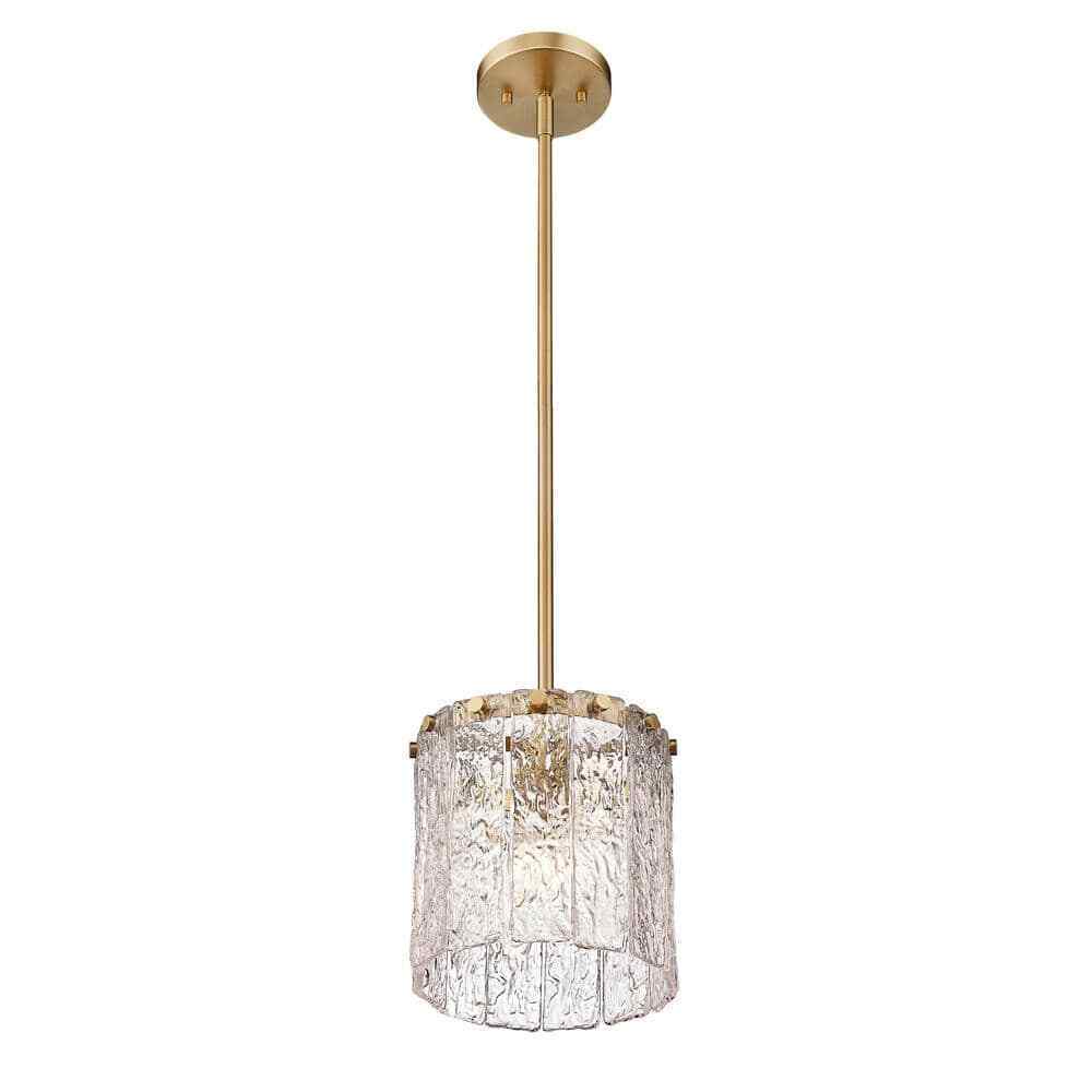 Glacier 1-Light Modern Gold Pendant-Light with Glass Shade