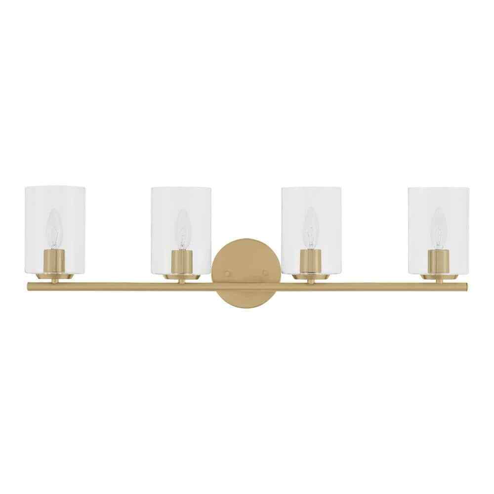 Hampton Bay Champlain 31.5 in. 4-Light Satin Brass Bathroom Vanity Light