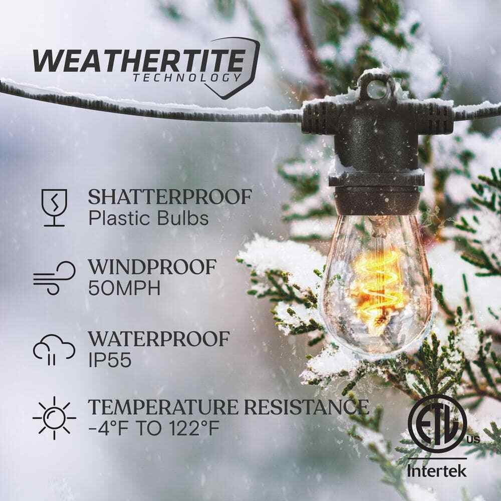 Brightech Ambience Pro 15-Light 48 ft. Outdoor Solar LED Edison String Light