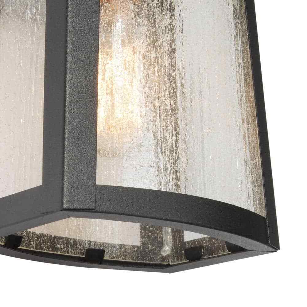 Uolfin 12 in. 1-Light Textured Black Outdoor Light Wall Sconce 1-Pack