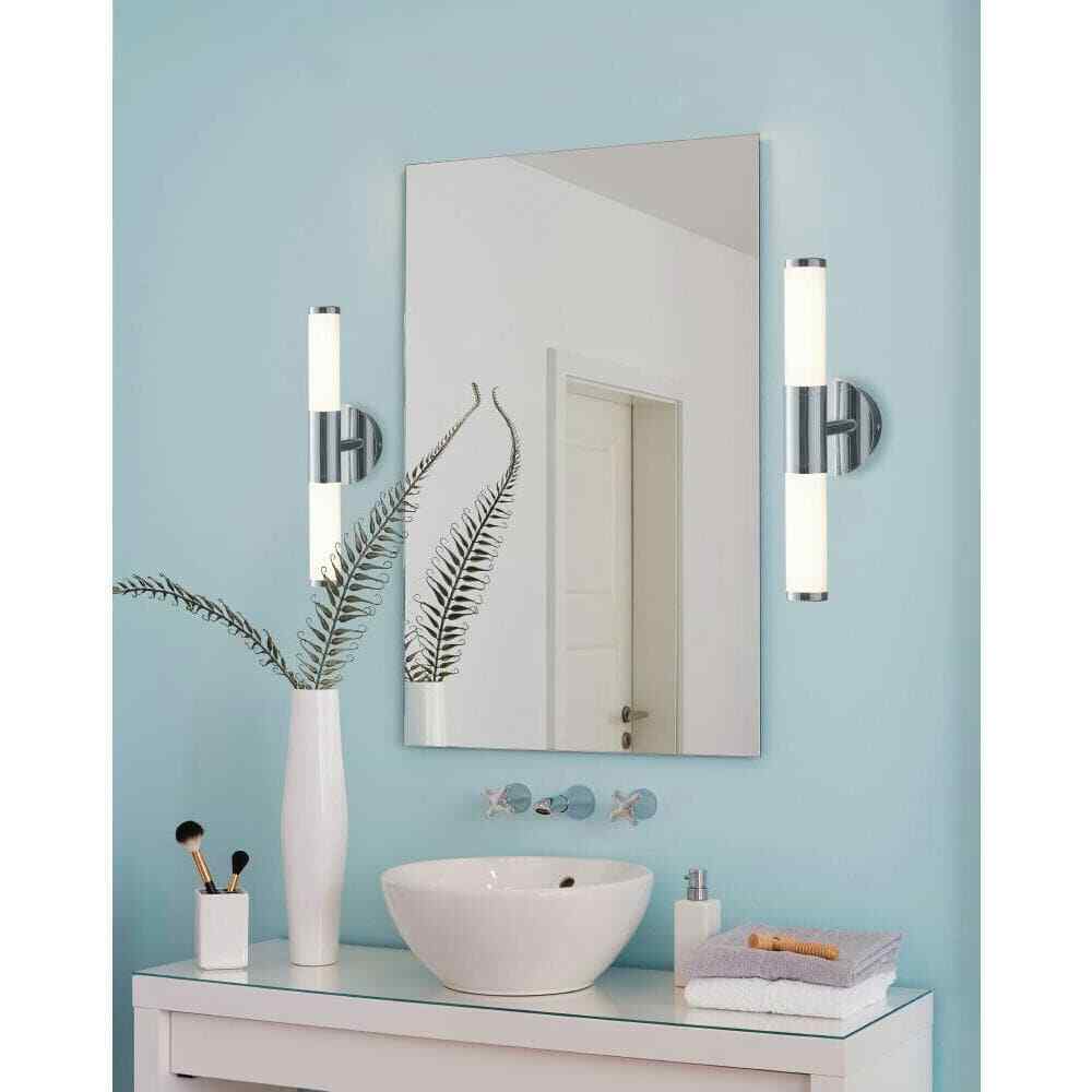Eglo Palmera Chrome LED Bathroom Vanity Light with Etched Glass Shades