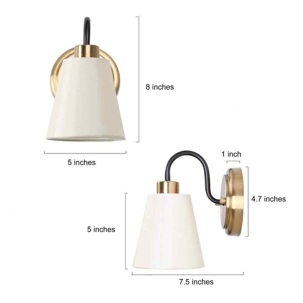 LNC Modern Classic 1-Light Plated Brass and Black Wall Sconce
