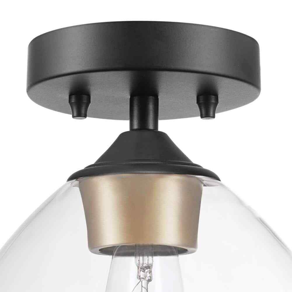 Globe Electric Harrow 1-Light Matte Black Semi-Flush Mount Ceiling Light