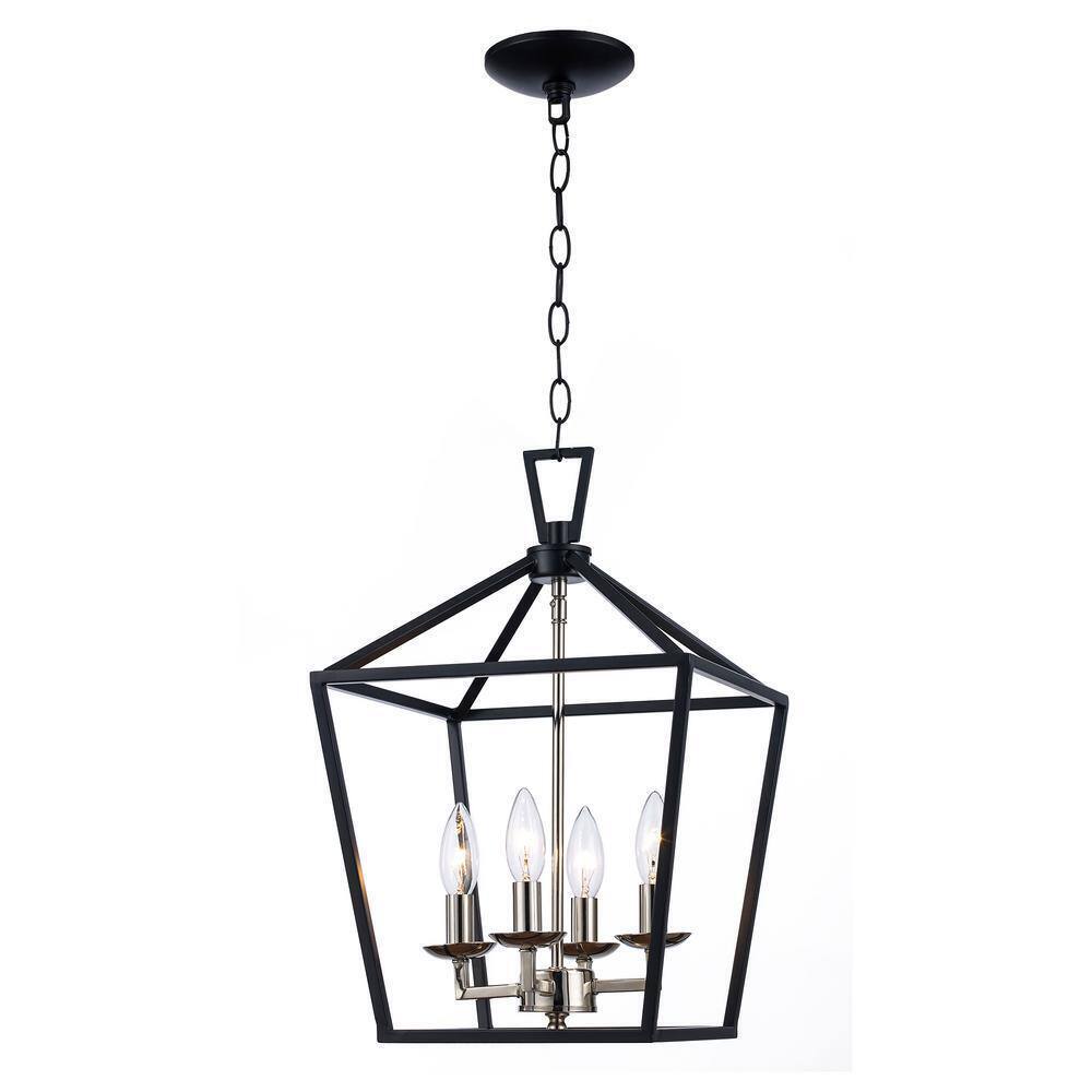 Bel Air Lighting Lacey 4-Light Black and Chrome Pendant Light Fixture