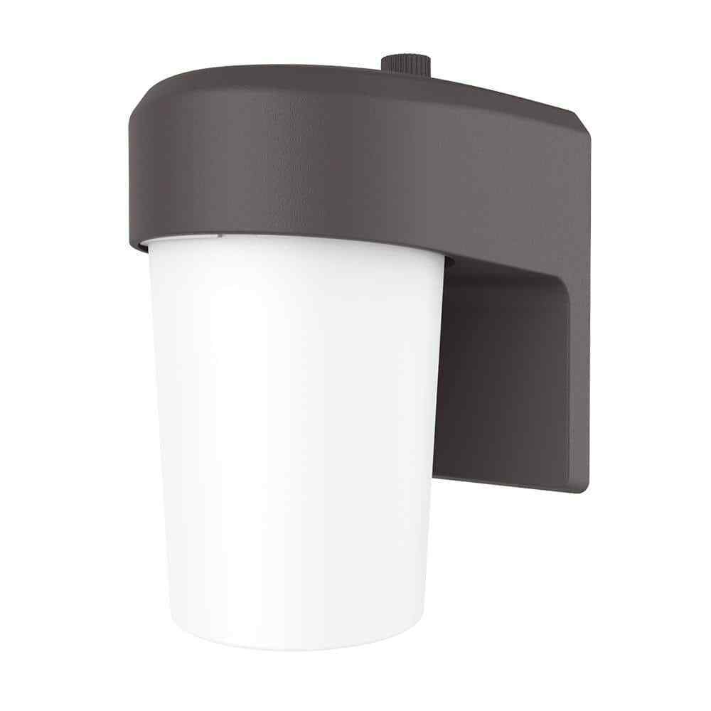 HALO FE 1-Light Bronze LED Outdoor Lantern Sconce with Dusk to Dawn FE12S40FDB