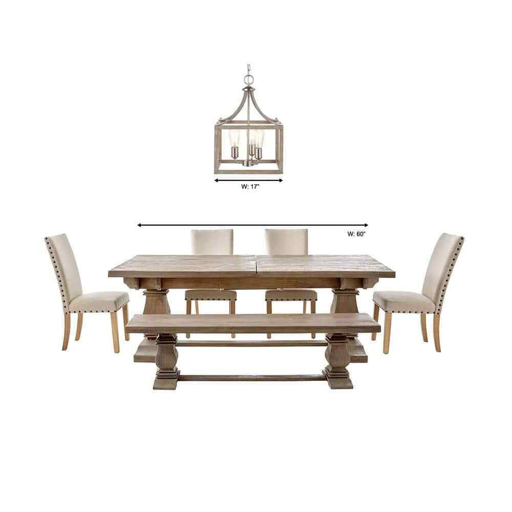 Hampton Bay Boswell Quarter 14 in. 3-Light Brushed Nickel Farmhouse Chandelier