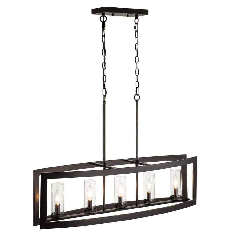 RRTYO Sylvette 5-Light Oil Rubbed Bronze Kitchen Curved Island Chandelier