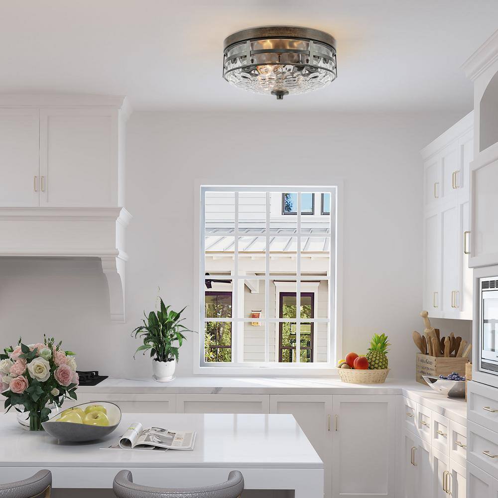 Uolfin Modern Farmhouse Ceiling Light Maya 3-Light Black Kitchen Flush Mount
