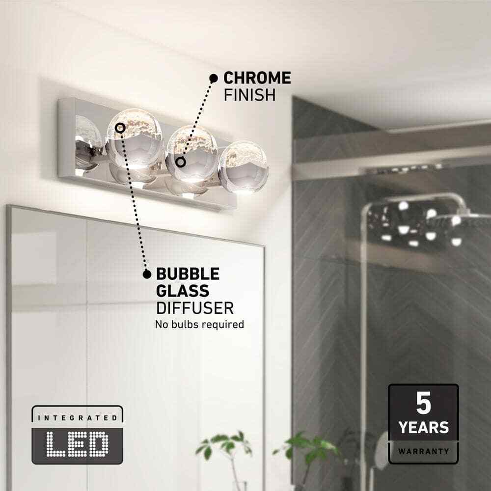 Artika Oracle 20 in. 3 Light Chrome Modern Integrated LED 5 CCT Vanity Light Bar