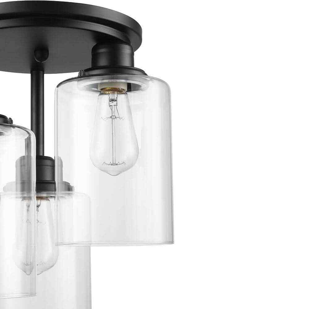 Globe Electric Annecy 13 in. 3-Light Matte Black Semi-Flush Mount