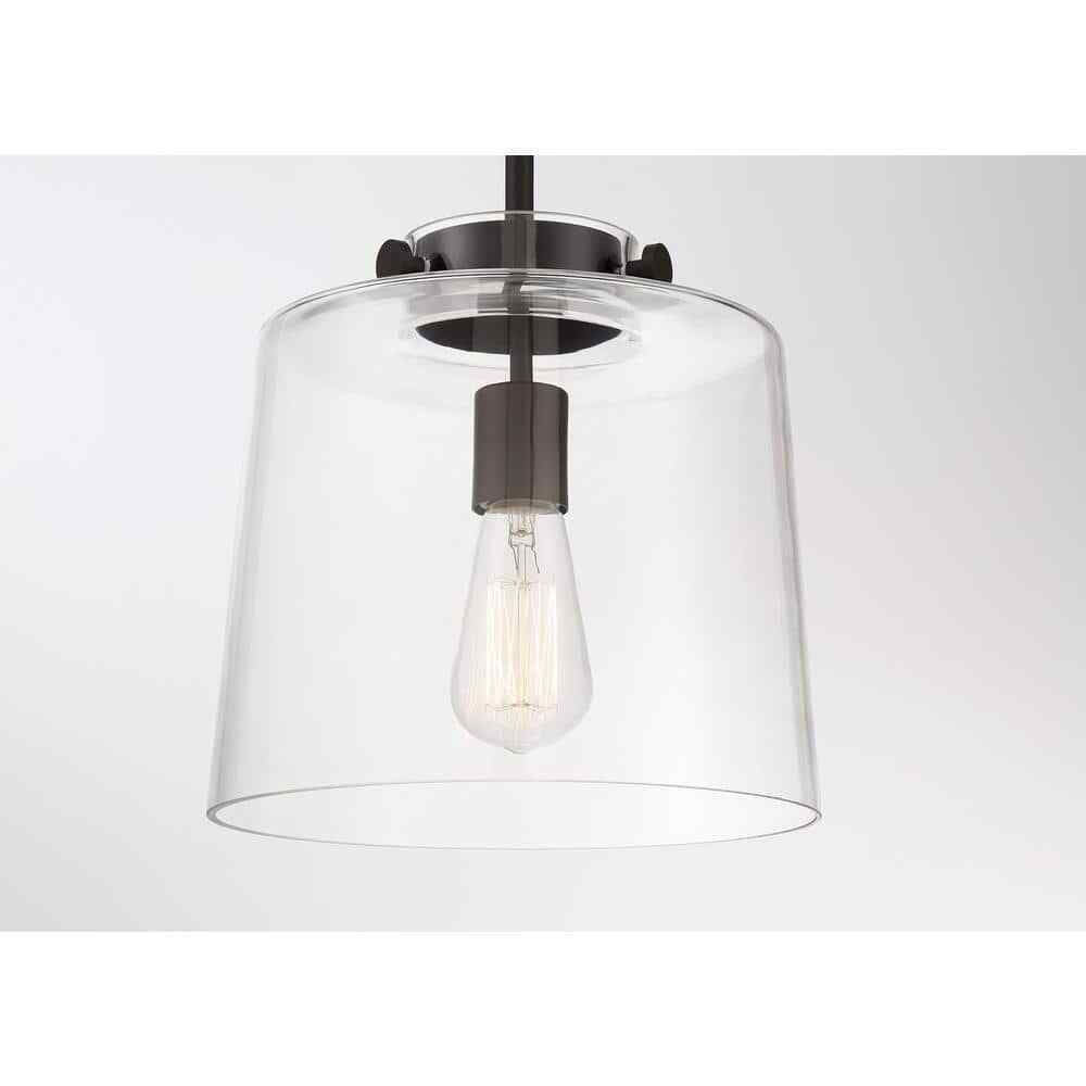 Hampton Bay Mullins 10 in. 1-Light Oil Rubbed Bronze Pendant Hanging Light