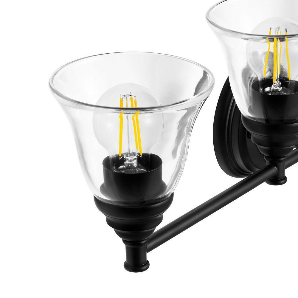 Hampton Bay 32.25 in. Marsden 4-Light Matte Black Vanity Light w/ Clear Glass