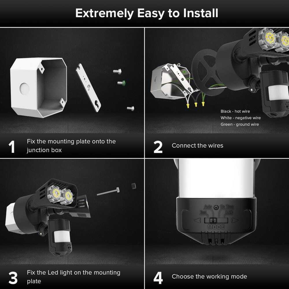 SANSI 1800 Lumens Black Motion Sensor Outdoor LED 5000K Dusk to Dawn Flood Light