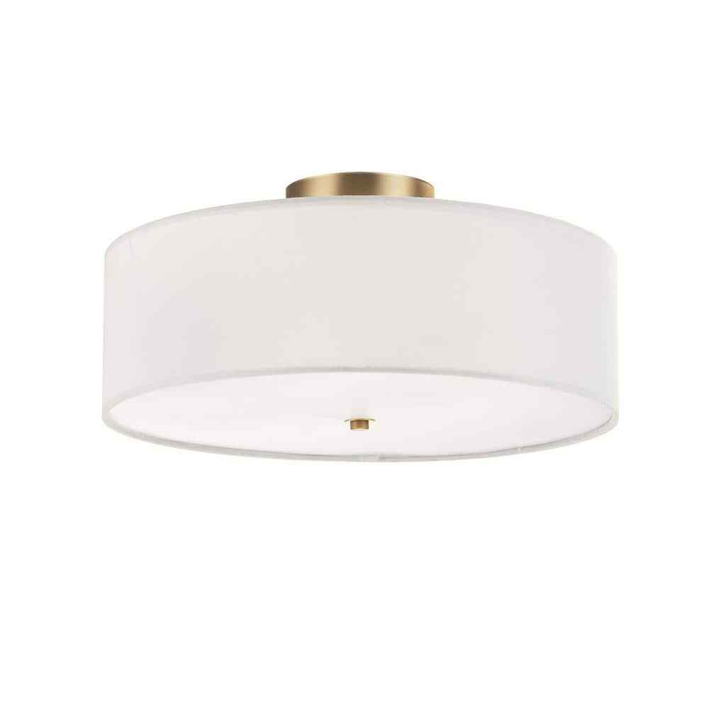 Globe Electric Kyle 15.9 in. 2-Light Matte Brass Semi-Flush Mount