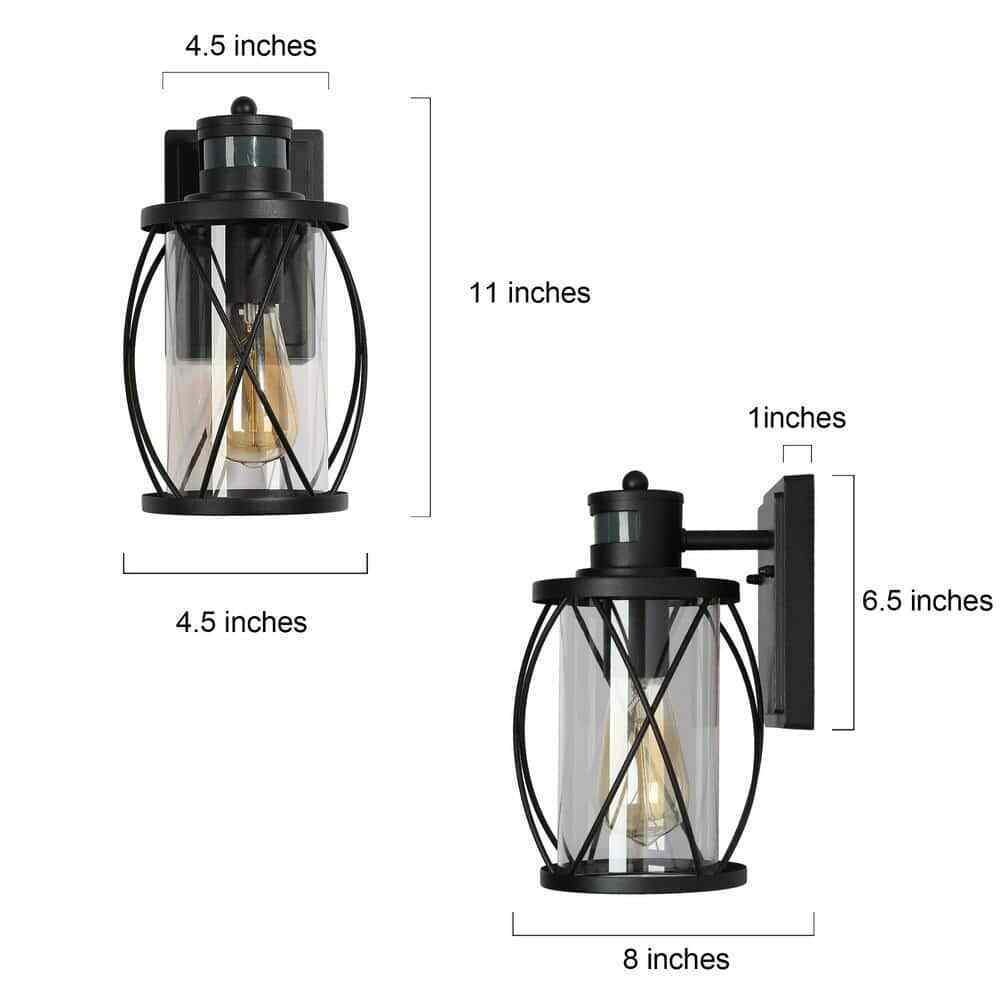 Uolfin Modern Outdoor Wall Light 1-Light Motion Sensor Wall Lantern Sconce 2-Pk