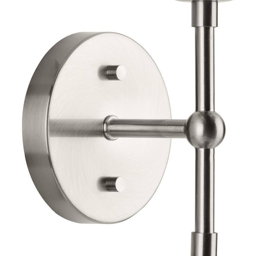Progress Lighting Atwell 6" 2Light Brushed Nickel Mid-Century Modern Wall Sconce