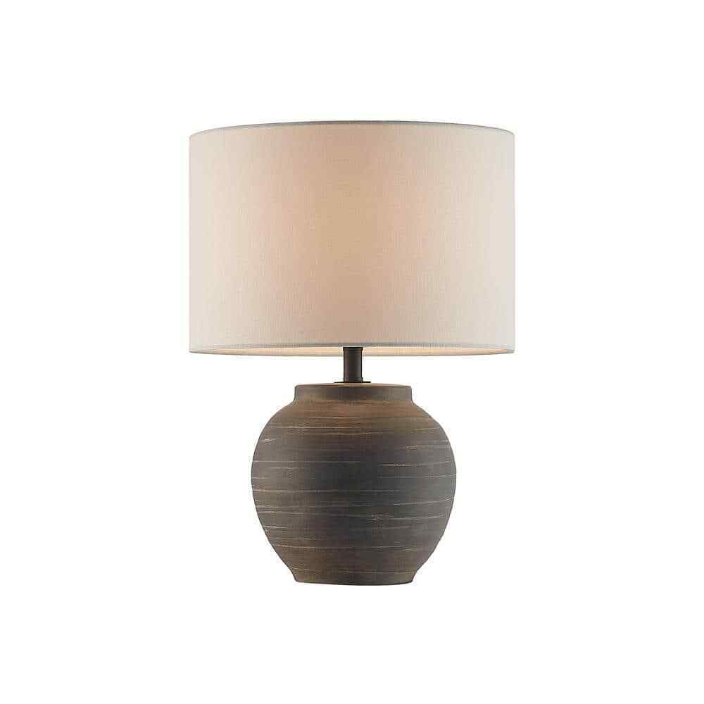 Hampton Bay Hookston Black 18 in. Ceramic Table Lamp with White Fabric Shade