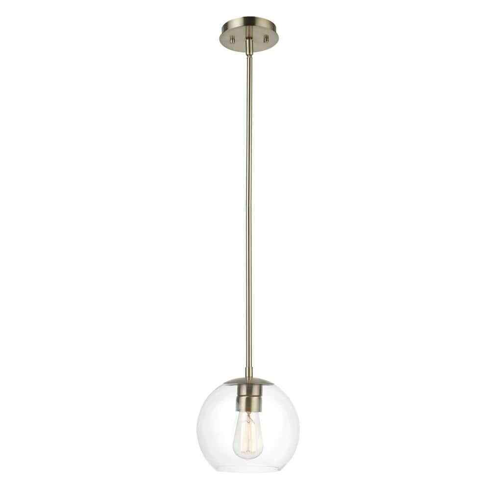 Globe Electric Vivienne 1-Light Brass Pendant Light with Clear Glass Shade 60871