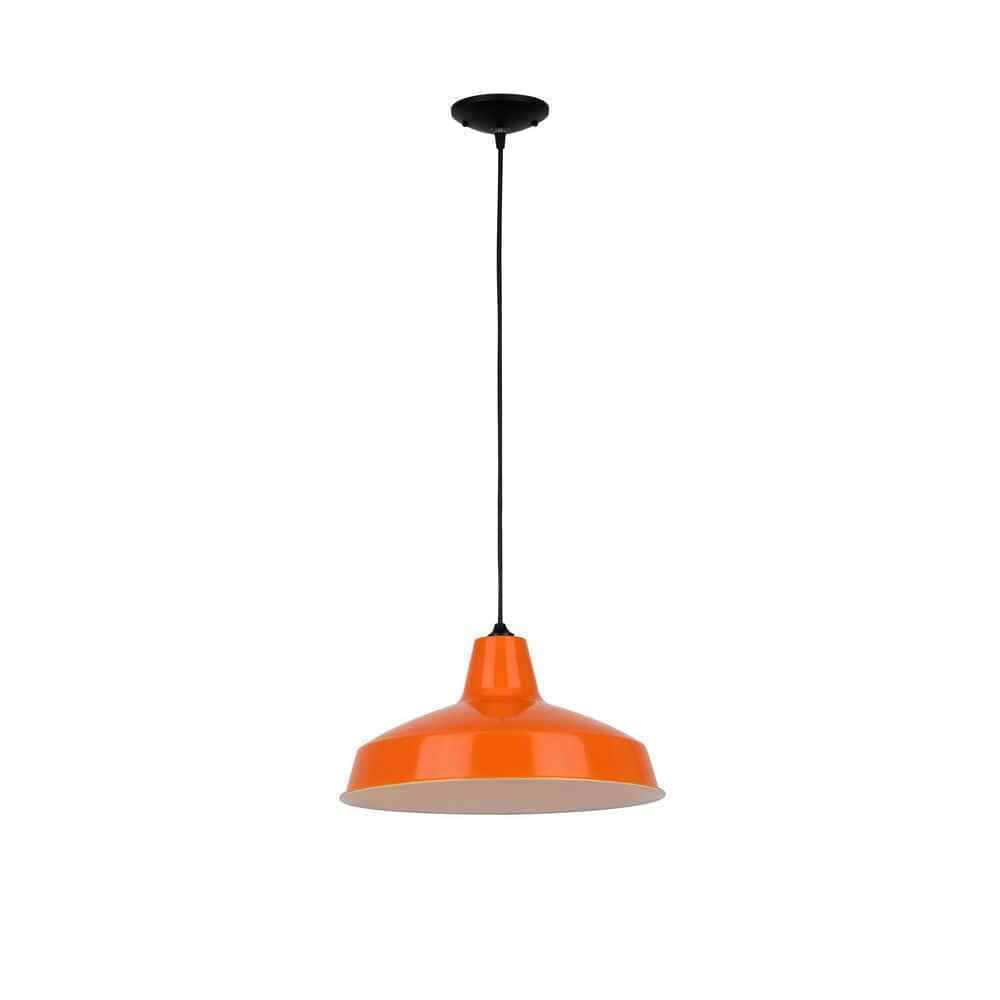 Hampton Bay 1-Light Orange Warehouse Pendant Light with Metal Shade AF-1032R/ORG