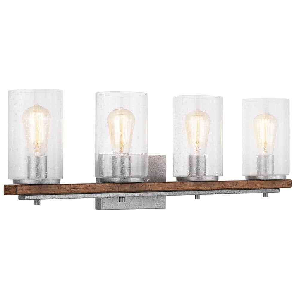 Hampton Bay Boswell Quarter 33 in. 4-Light Vanity Chestnut Painted Wood Accents