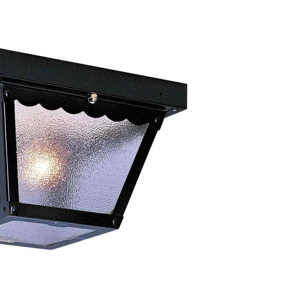 Volume Lighting 2-Light Outdoor Black Flush Mount Ceiling Light Fixture