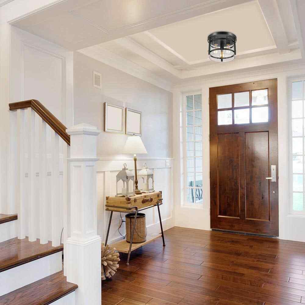 Globe Electric Wexford 3-Light Dark Bronze Semi-Flush Mount Ceiling Light