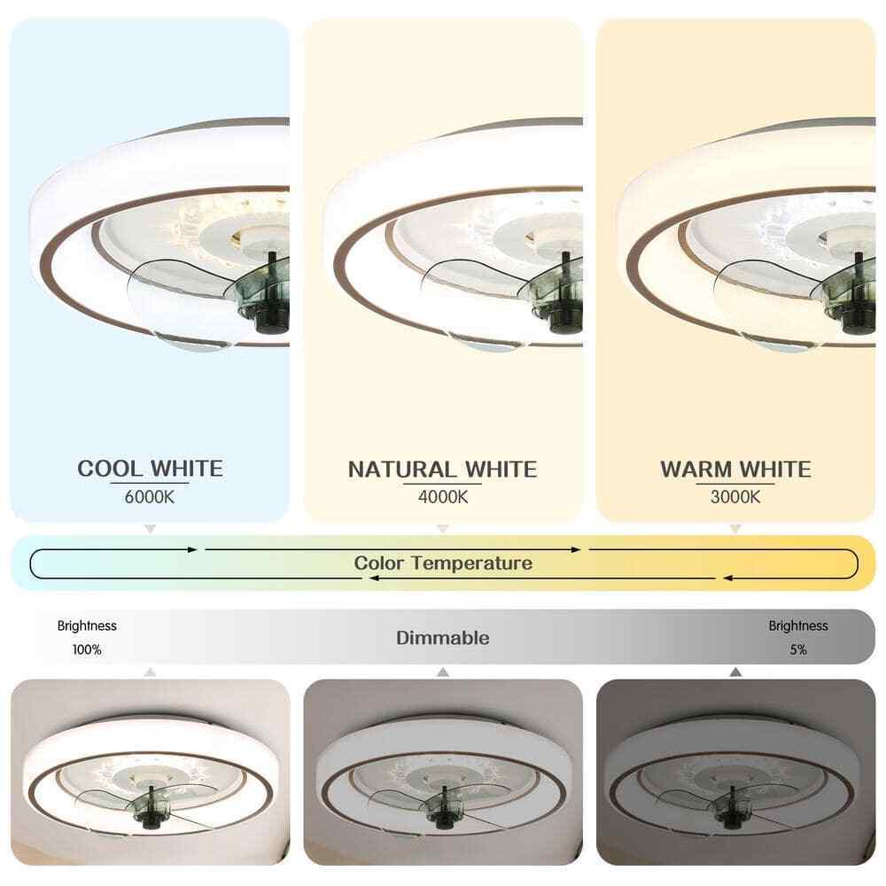 Bella Depot 19 in. Indoor Smart App Control White Ceiling Fan w/ Integrated LED