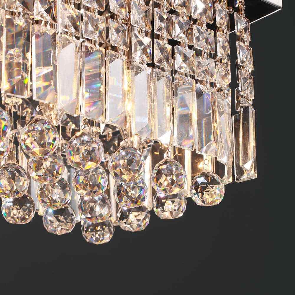 SILJOY 40 in. Modern 8-Light Rectangle Crystal Chandelier Ceiling Light Fixture