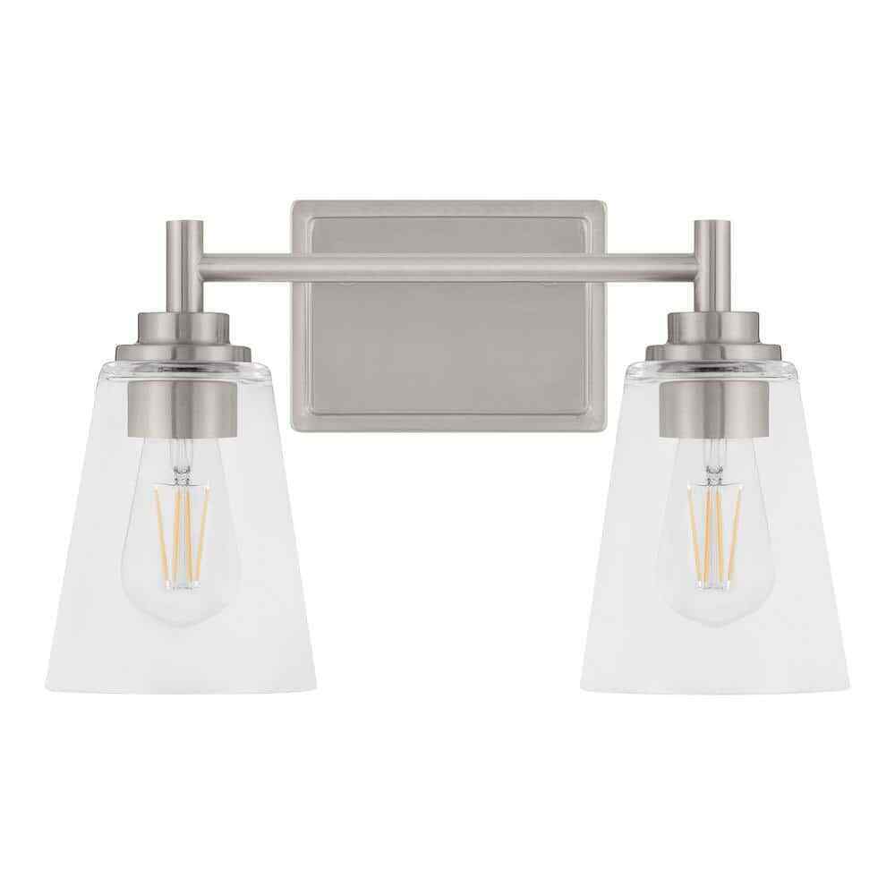Hampton Bay 15 in. Wakefield Brushed Nickel Bathroom Vanity Light w/ Clear Glass