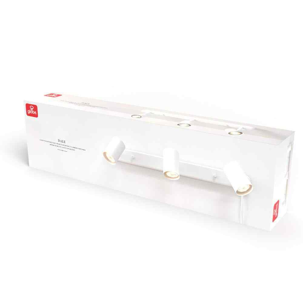 Globe Electric Dale 3-Light Matte White Plug-In Linear Track Lighting Kit