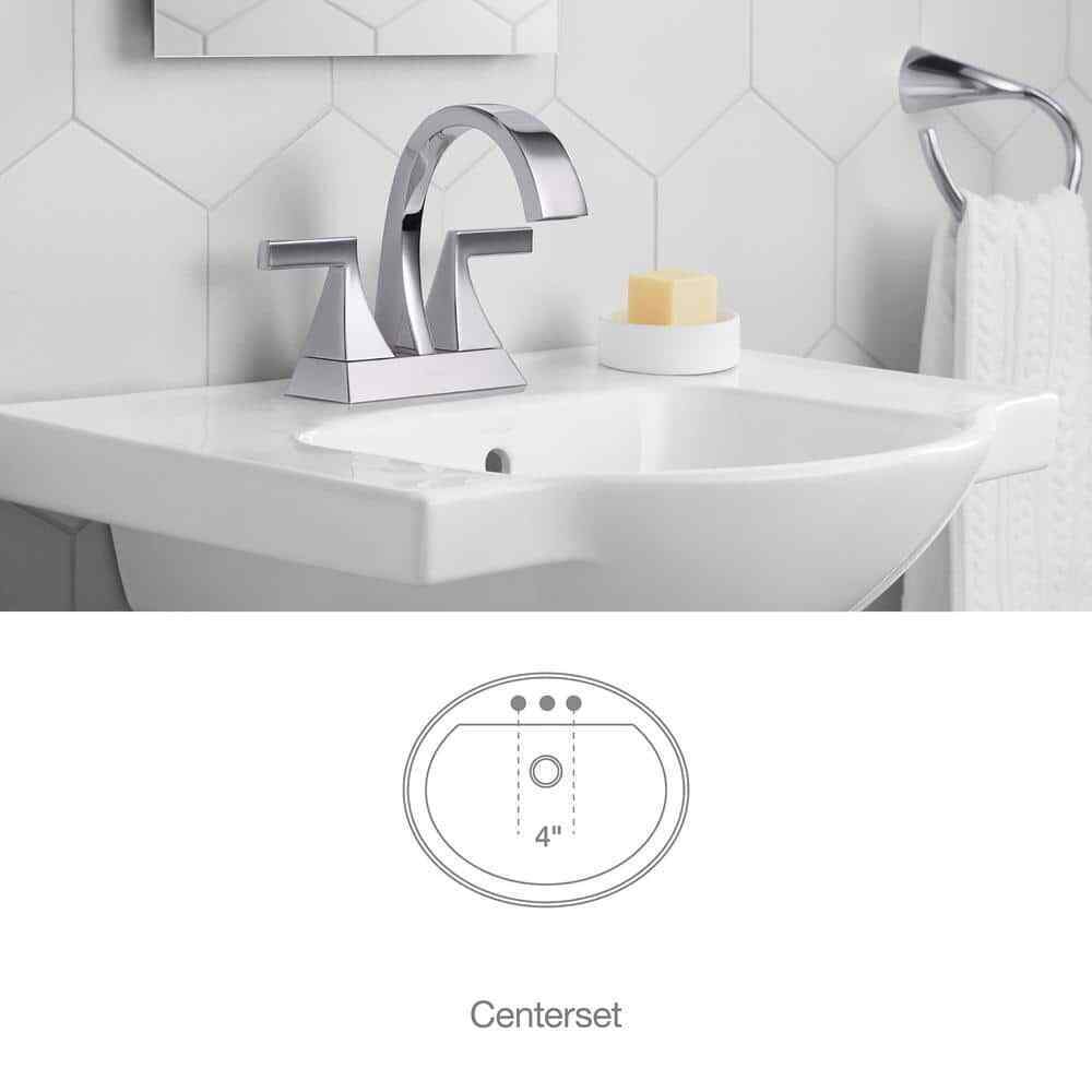 KOHLER Katun 4 in. Centerset 2-Handle Bathroom Faucet in Polished Chrome