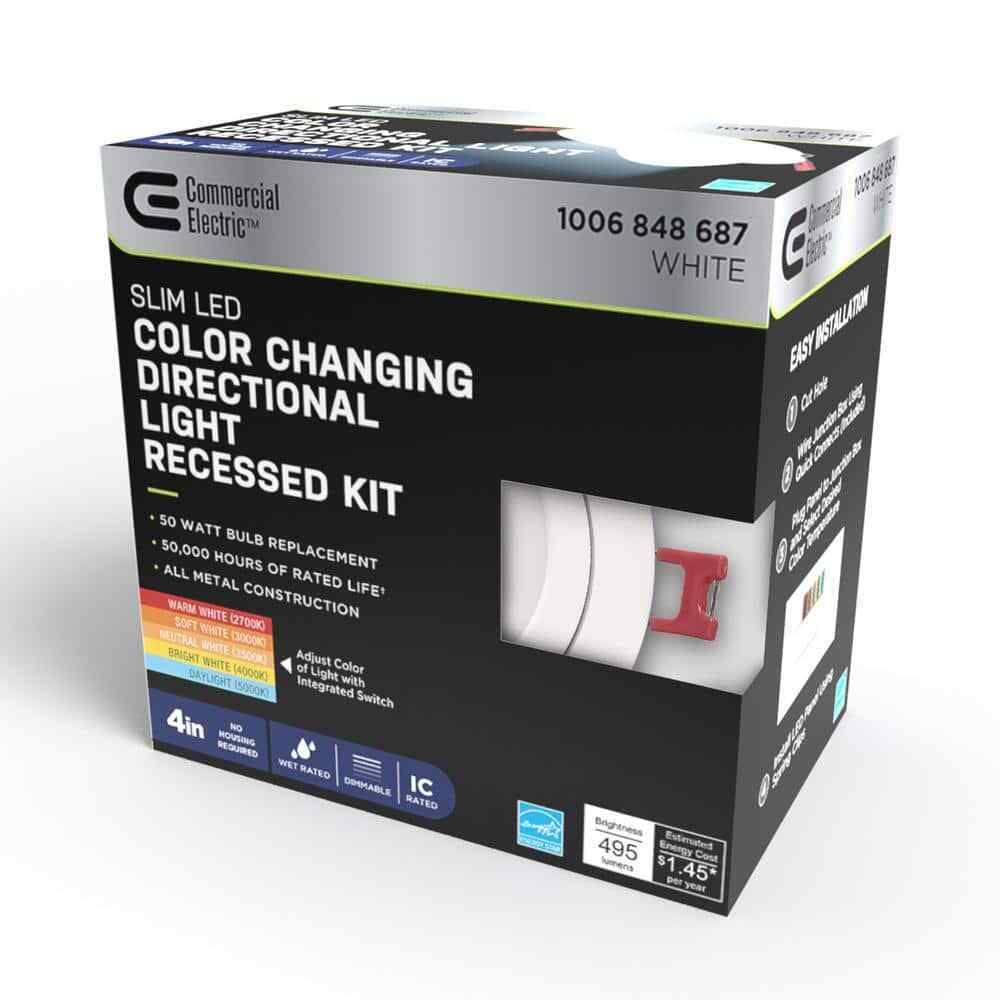 Commercial Electric 4 in. Selectable Color Canless Recessed Integrated LED Kit