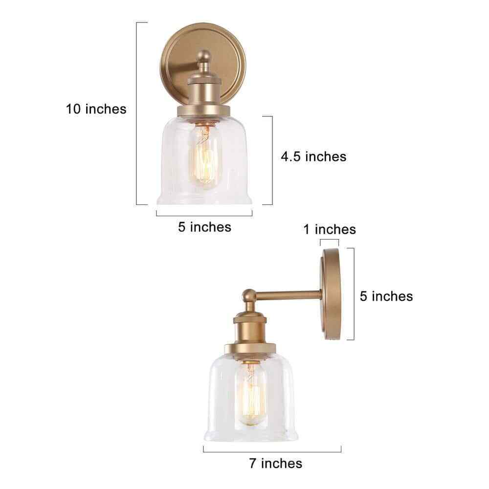 Uolfin Modern Gold 1-Light Bell Bathroom Vanity Lighting with Clear Glass Shade
