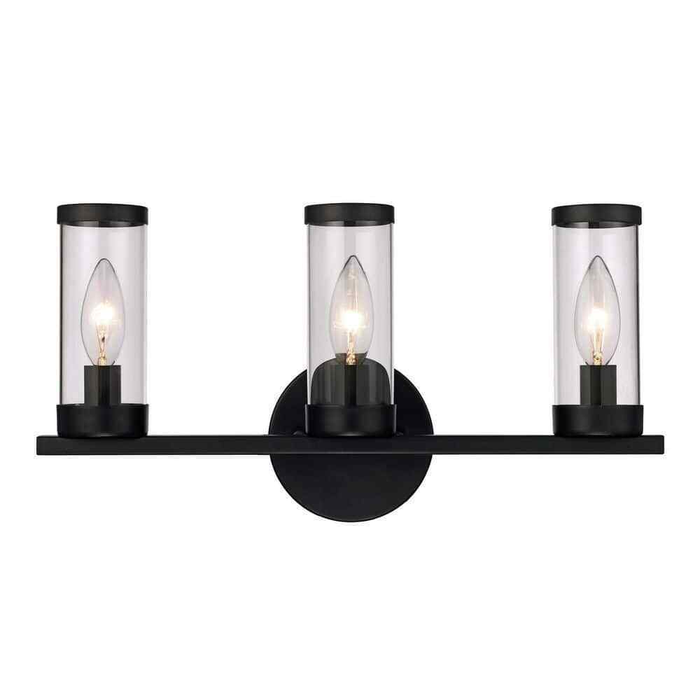 Monteaux Lighting Fillmore 16.5 in. 3-Light Black Bathroom Vanity Light Fixture