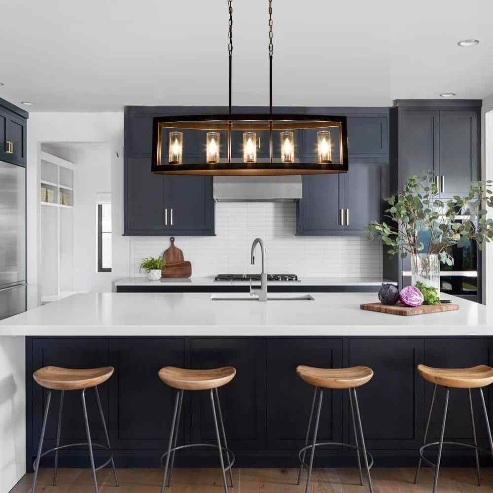 RRTYO Sylvette 5-Light Oil Rubbed Bronze Kitchen Curved Island Chandelier