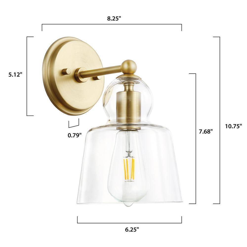 Light Society Riis 5 in. Brushed Brass/Clear Wall Sconce