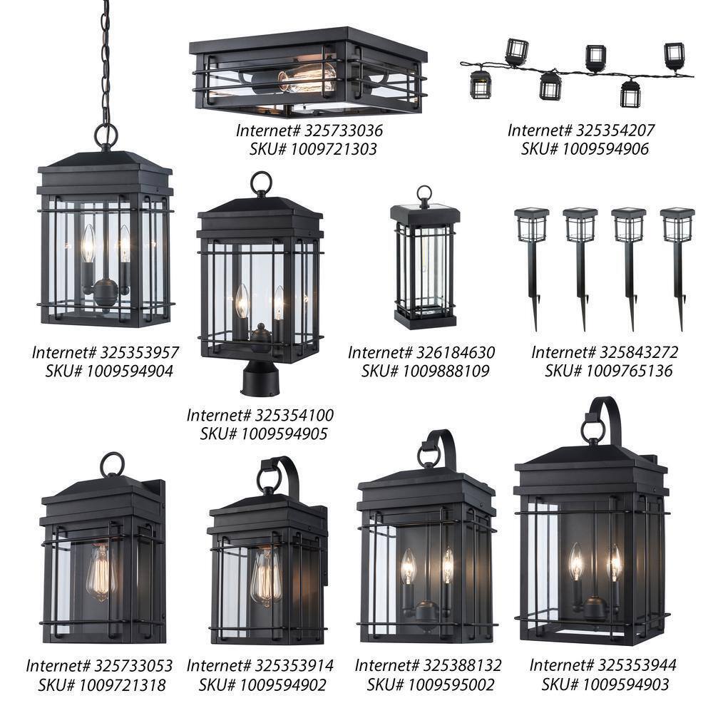 Monteaux Lighting Bel Air 17 in. 2-Light Black Outdoor Wall Light Fixture