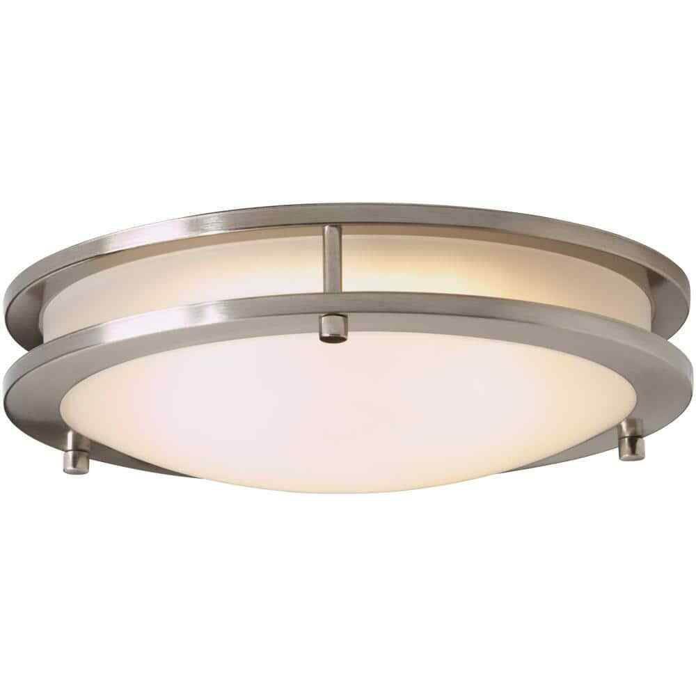 Hampton Bay Flaxmere 11.8 in. Brushed Nickel LED Flush Mount Ceiling Light