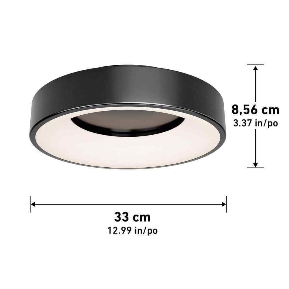 Artika Aiden 13 in. 1-Light Modern Black LED Flush Mount Ceiling Light Fixture
