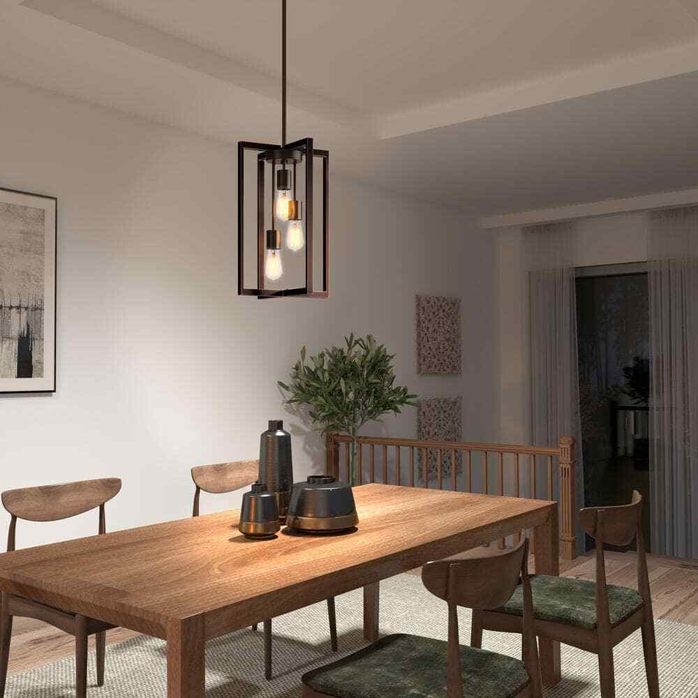 Artika Yale 3-light Black Modern Industrial Caged Hanging Pendant Light