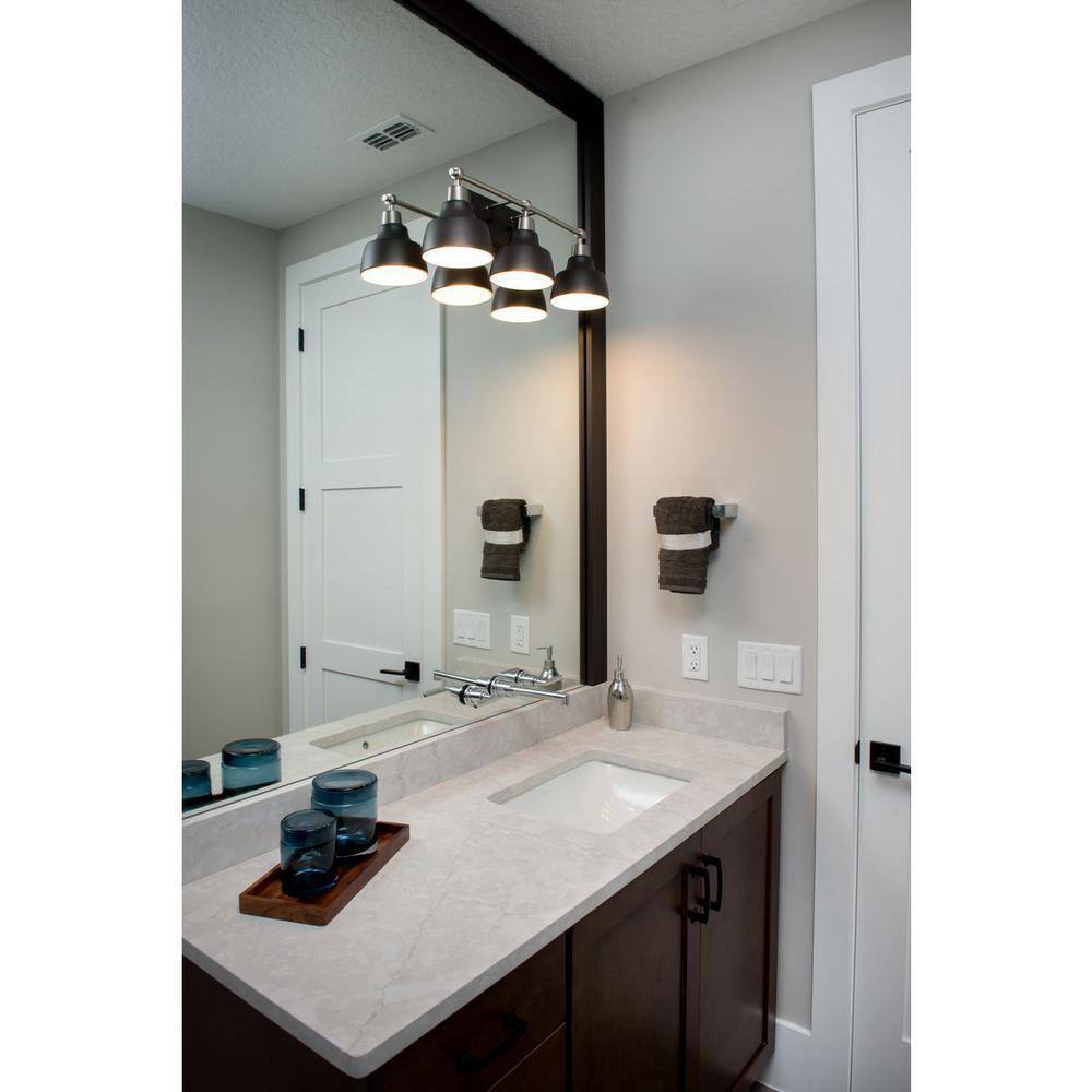 Progress Lighting Bramlett 3-Light Brushed Nickel Matte Black Metal Shade Light