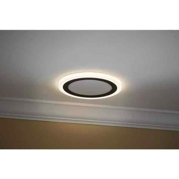Hampton Bay Clement Round Flat Panel 13 in. Black Integrated LED Flush Mount