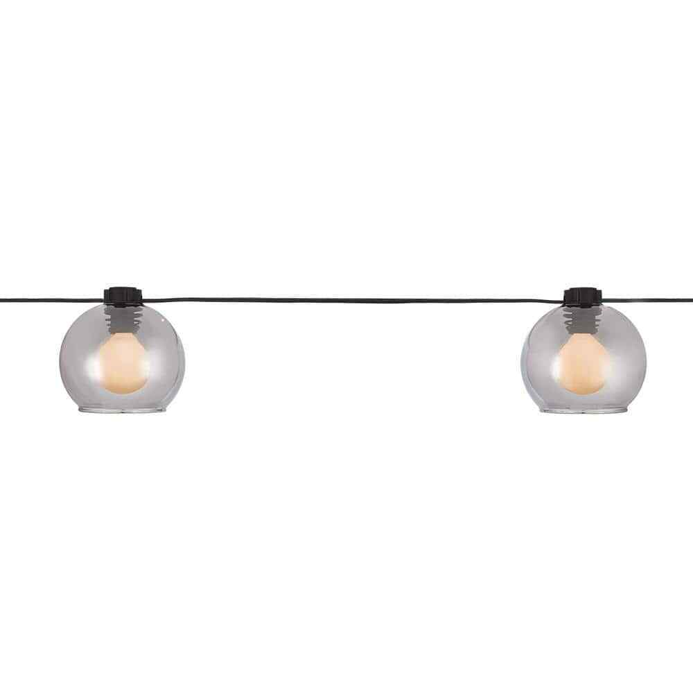 Hampton Bay 8-Light 10 ft. BlackPlug-In String Light w/ Smoky Glass Shades